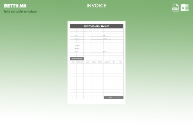 Шаблон за фактура за фотографија за печатење во модерен стил